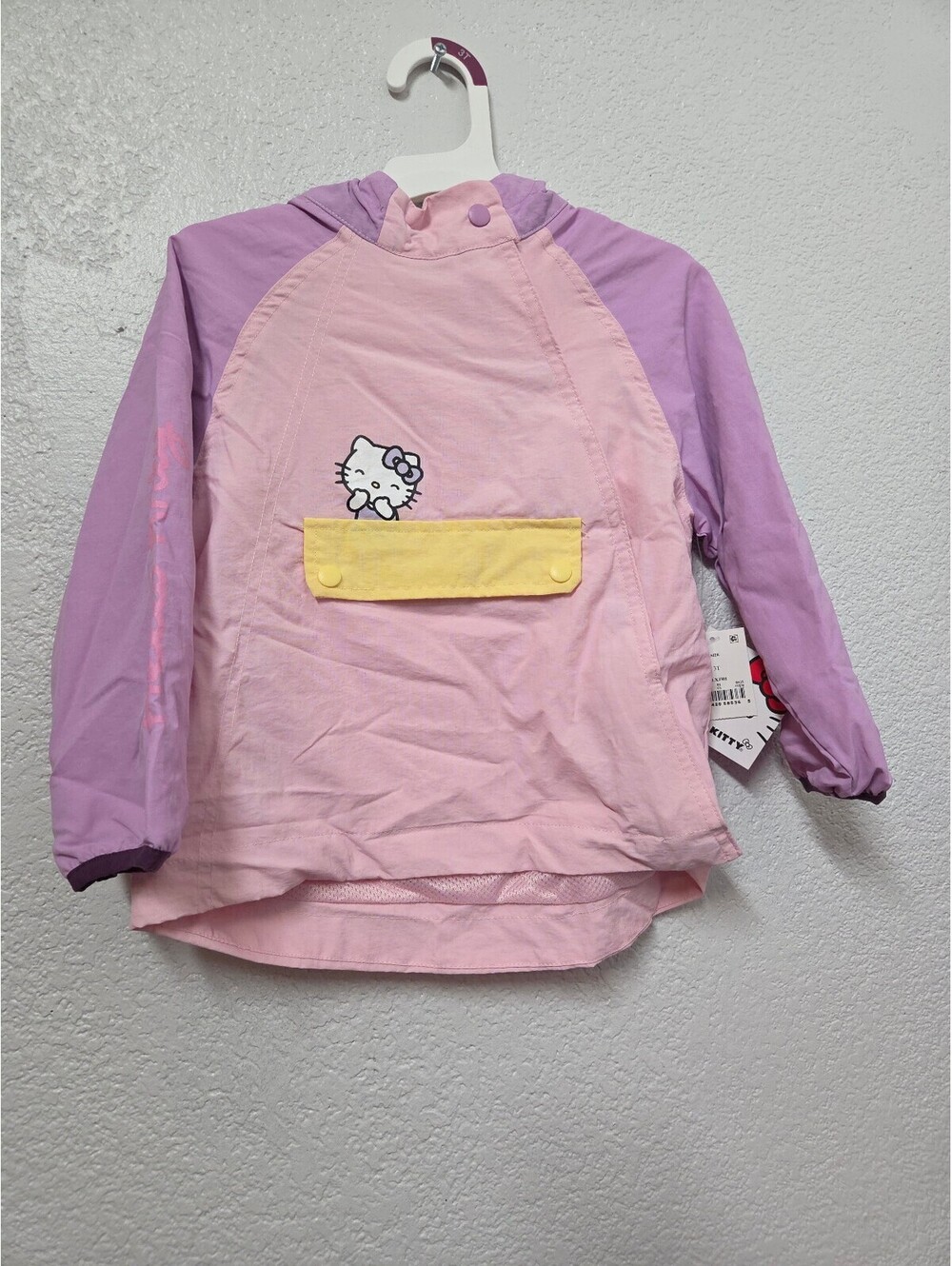 Hello Kitty Girls Hooded Windbreaker Jacket Pink Purple Size 3T